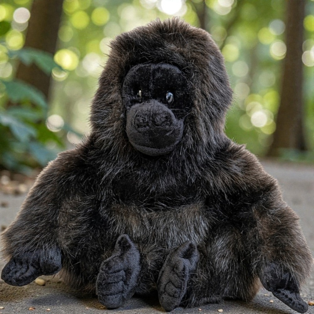 Aurora Vintage Baby Black Gorilla Plush Sitting Realistic 10"